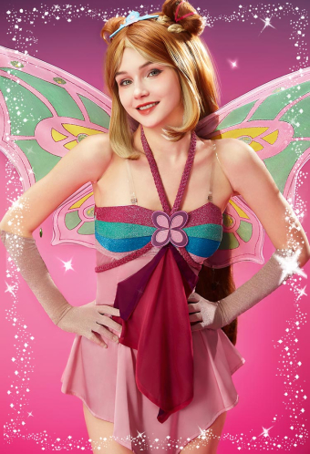 Officially Licensed Winx Club Enchantix Flora Cosplay Costume Set