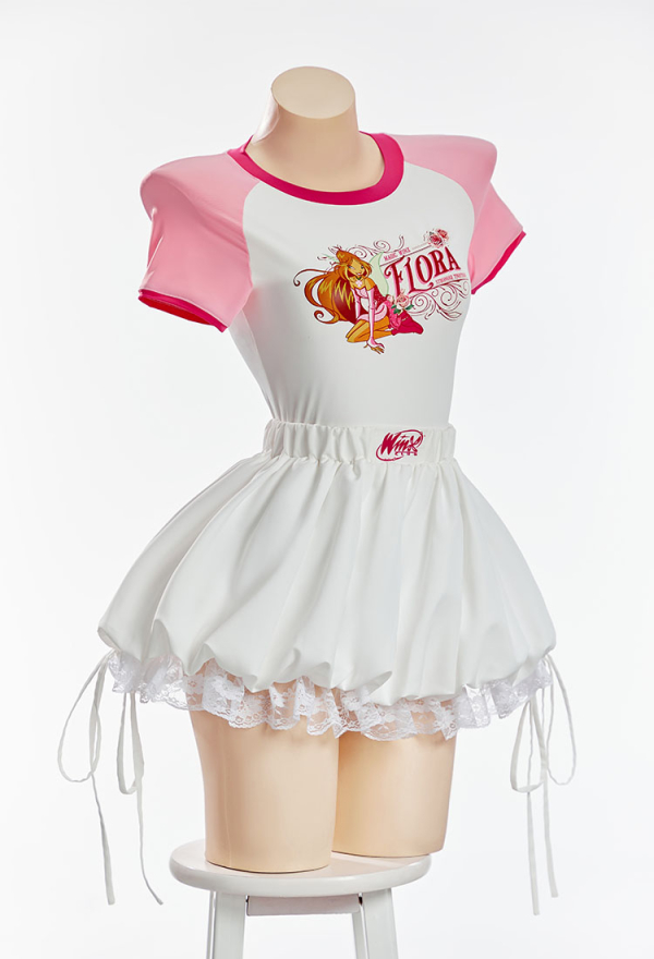 Officially Licensed Winx Club Flora Bodysuit with Skirt