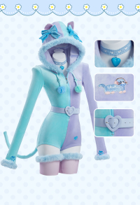 Micotaku Macaron Pastel Plush Cat-Ear Jumpsuit