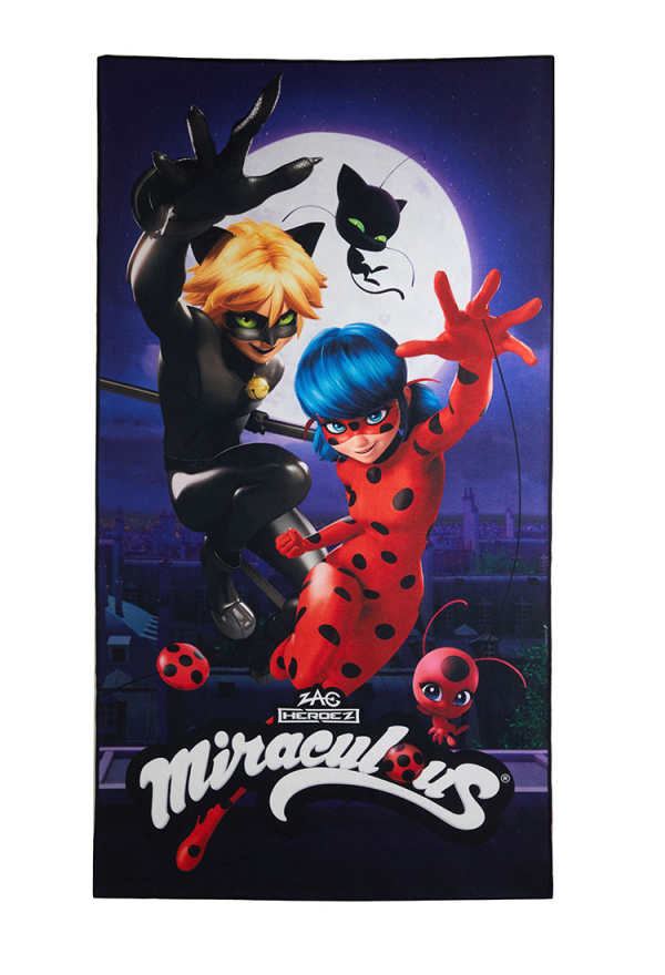 Officially Licensed Miraculous Ladybug and Cat Noir Bath Towel