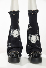 Gothic Skeleton Bat Knit Leg Warmers| Kawaii Punk Street Style