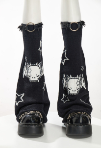 Gothic Skeleton Bat Knit Leg Warmers| Kawaii Punk Street Style