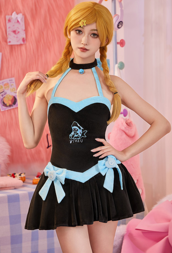 Micotaku Shark Hoodie Dress with Removable Bows & Embroidered Details Micotaku Shark Hoodie Dress with Removable Bows & Embroidered Details