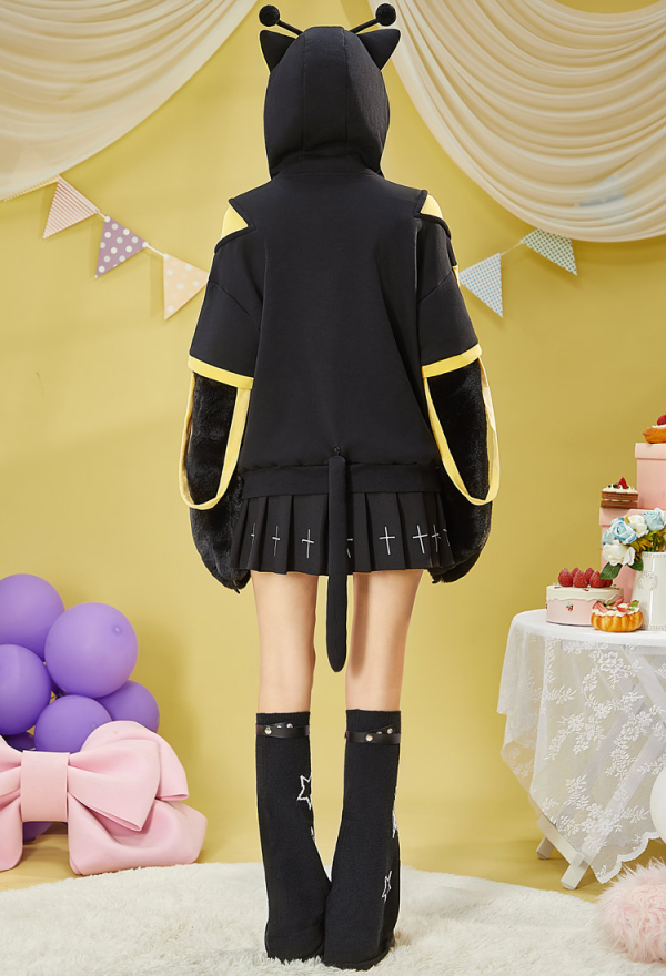 Micotaku Bee Hoodie with Cat Ears and Furry Paws Comfort Hoodie Micotaku Bee Hoodie with Cat Ears and Furry Paws Comfort Hoodie