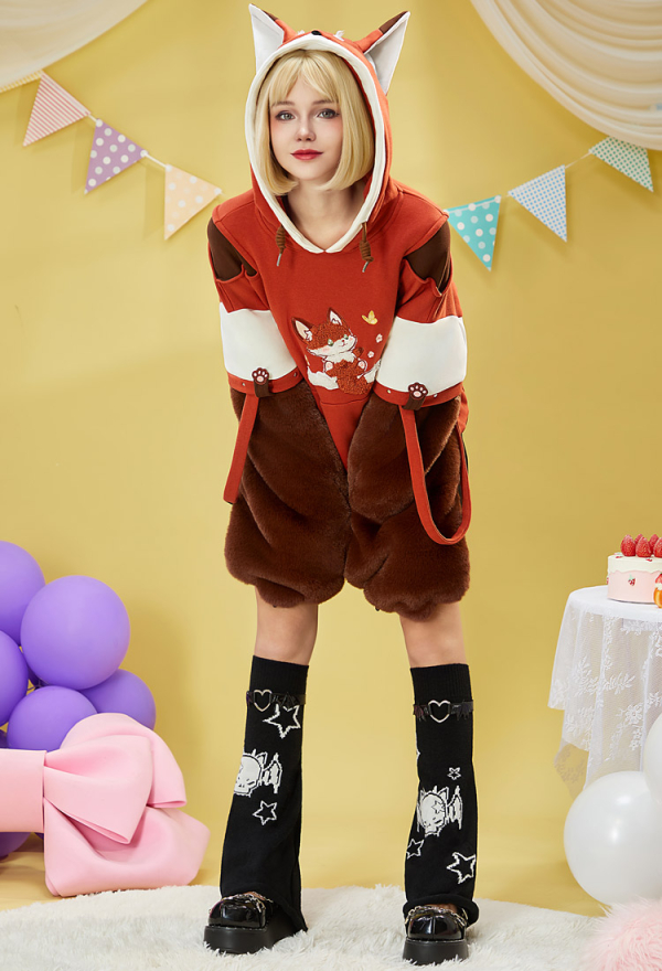 Micotaku Fox Comfort Hoodie with Fox Ears and Furry Paws