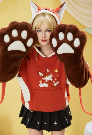 Micotaku Fox Comfort Hoodie with Fox Ears and Furry Paws