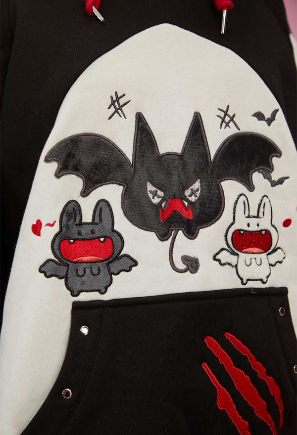 Micotaku Unisex Kawaii Bat Wing Hoodie Cute Gothic Sweatshirt with Tail
