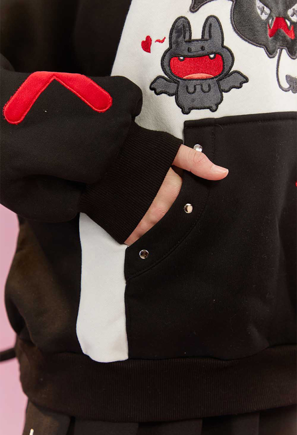 Micotaku Unisex Kawaii Bat Wing Hoodie Cute Gothic Sweatshirt with Tail