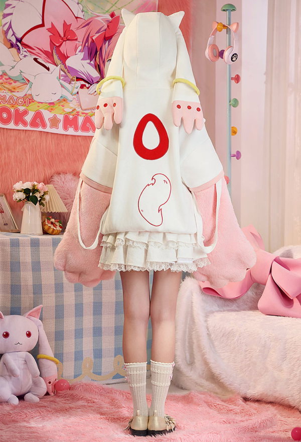 Officially Licensed Puella Magi Madoka Magica Kyubey Paw Hoodie