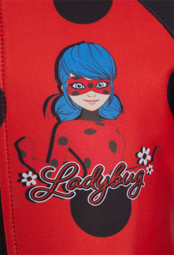 Officially Licensed Miraculous Ladybug Themed Girls' Long Sleeve Swimsuit with Crossbody Bag