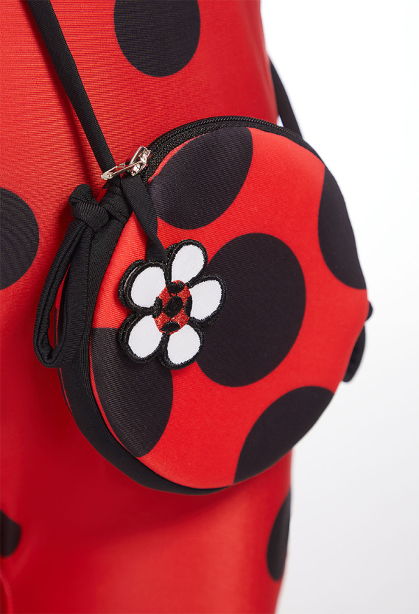 Officially Licensed Miraculous Ladybug Themed Girls' Long Sleeve Swimsuit with Crossbody Bag