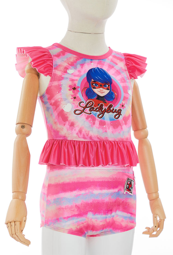 Officially Licensed Miraculous Tales of Ladybug Girls’ Two-Piece Swimsuit Set