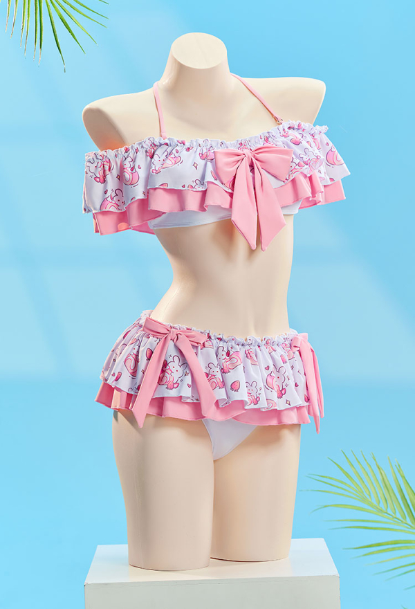 Micotaku Cute Dessert Print Two-Piece Swimsuit Set