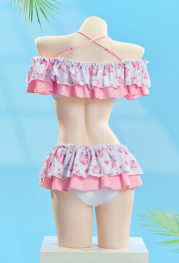 Micotaku Cute Dessert Print Two-Piece Swimsuit Set