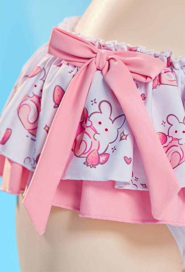 Micotaku Cute Dessert Print Two-Piece Swimsuit Set