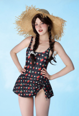 Officially Licensed Strawberry Shortcake × Micotaku Retro Polka Dot Swim Dress