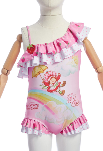 Officially Licensed Strawberry Shortcake Kids' One-Piece Ruffle Swimsuit