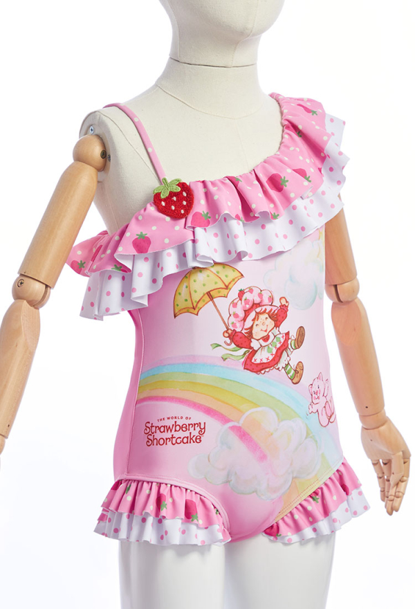 Officially Licensed Strawberry Shortcake Kids' One-Piece Ruffle Swimsuit