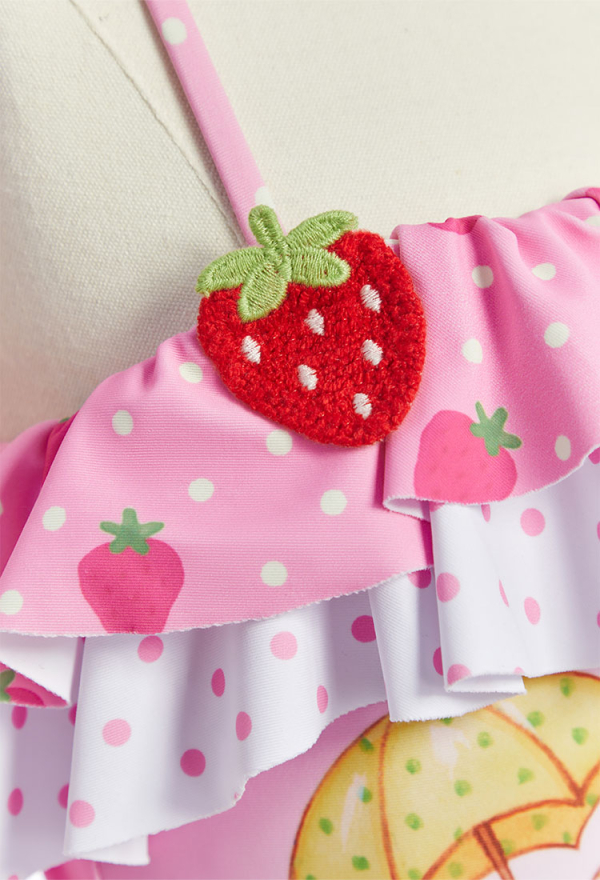 Officially Licensed Strawberry Shortcake Kids' One-Piece Ruffle Swimsuit