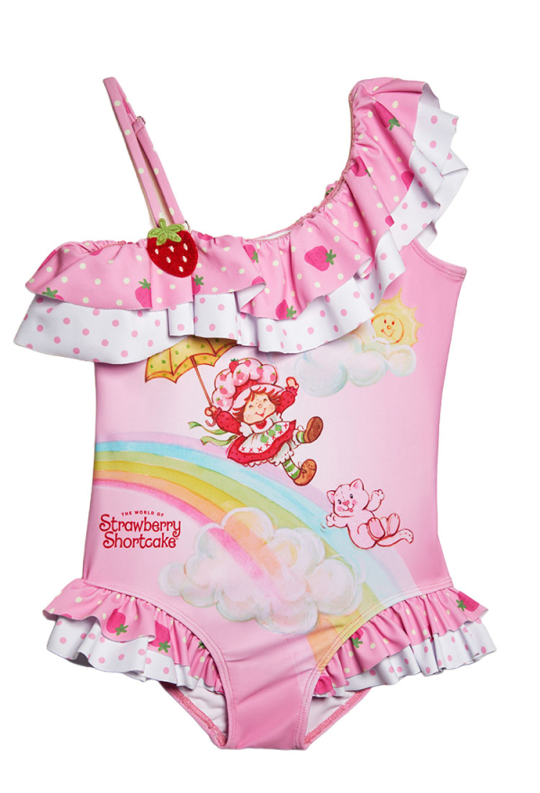 Officially Licensed Strawberry Shortcake Kids' One-Piece Ruffle Swimsuit