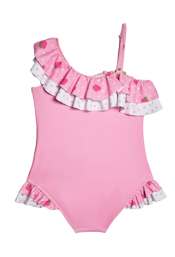 Officially Licensed Strawberry Shortcake Kids' One-Piece Ruffle Swimsuit
