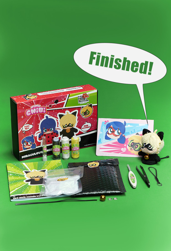 Officially Licensed Miraculous Cat Noir Finger Puppet Kit DIY Sewing Kit