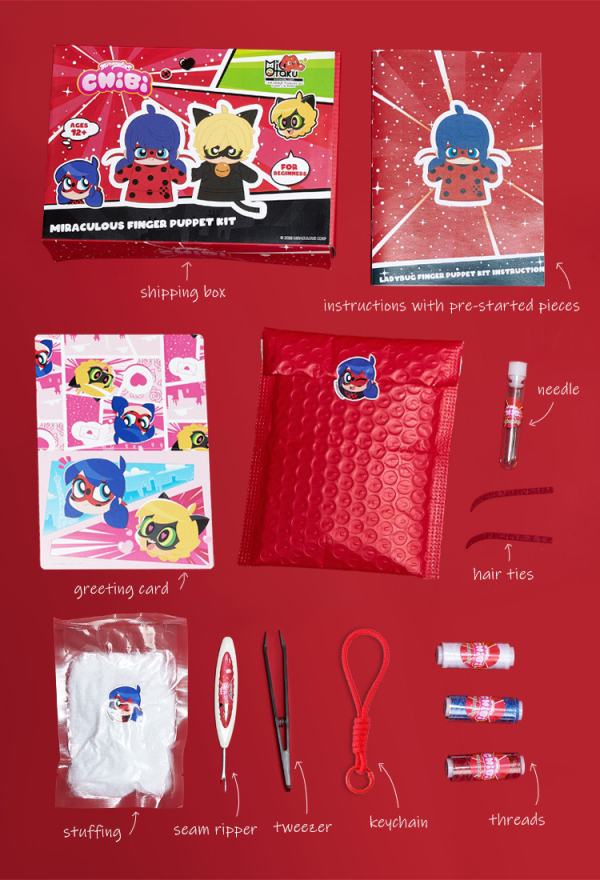 Officially Licensed Miraculous Ladybug Finger Puppet Kit DIY Craft