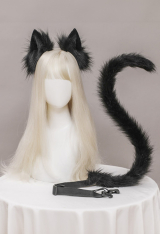 Black Cat Cosplay Accessories Set Cat Ear Headband and Tail Accessories