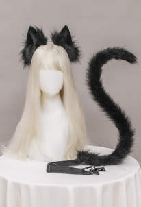 Black Cat Cosplay Accessories Set Cat Ear Headband and Tail Accessories