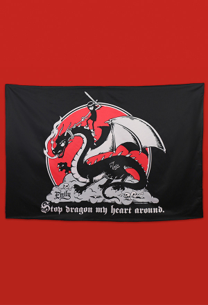 [Officially Licensed] Emily the Strange Dragon Print Black Wall Hanging Tapestry Halloween Decorations