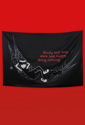 [Officially Licensed] Emily the Strange Happy Doing Nothing Hammock Print Black Tapestry Halloween Decorations