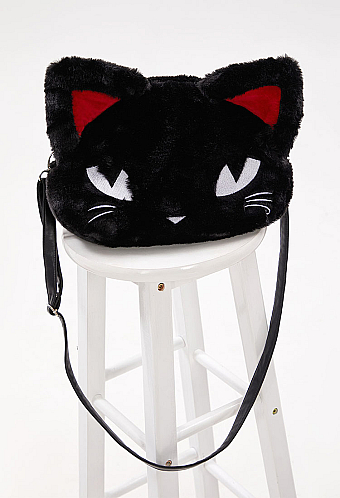 [Officially Licensed] Emily The Strange Micotaku Kitten Tote Bag Black Handle Bag Faux Fur