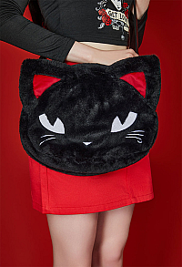 [Officially Licensed] Emily The Strange Micotaku Kitten Tote Bag Black Handle Bag Faux Fur