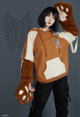 Official Licensed Attack on Titan Furry Paw Hoodie Wings of Freedom Hoodie Costume