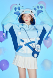 [Officially Licensed] Goodnight Pajamals x Micotaku Polar Bear Popo Paw Hoodie White and Sky Blue Furry Paw Hoodie Daily Wear