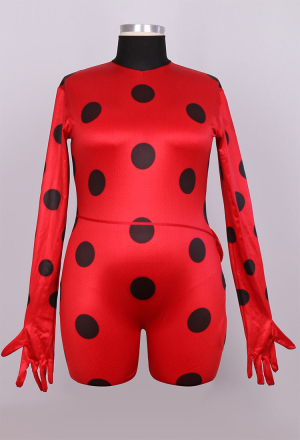 Officially Licensed Plus Size Miraculous Ladybug Cosplay Costume Screen Print Jumpsuit for Halloween Costume