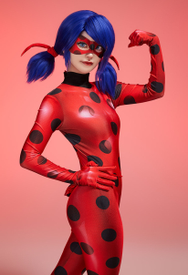 Officially Licensed Miraculous Ladybug Cosplay Costume Screen Print Jumpsuit for Halloween Costume