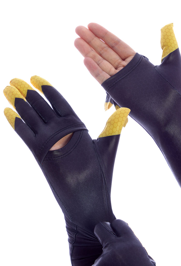 Officially Licensed Miraculous Queen Bee Cosplay Costume | Chloé Bourgeois Yellow and Black Superhero Bodysuit for Halloween Costume