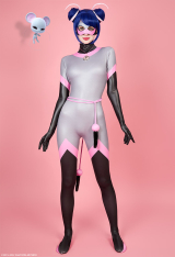 Officially Licensed Miraculous Ladybug Multimouse Cosplay Costume | Grey and Pink Elastic Jumpsuit for Halloween Costume