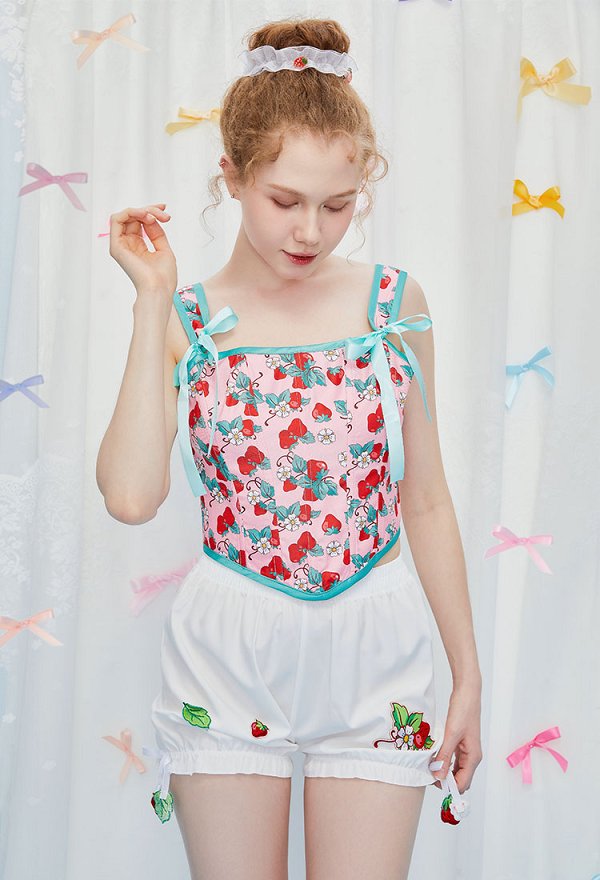 [Officially Licensed] Strawberry Shortcake x Micotaku Strawberry Mint Cookie Corset Top
