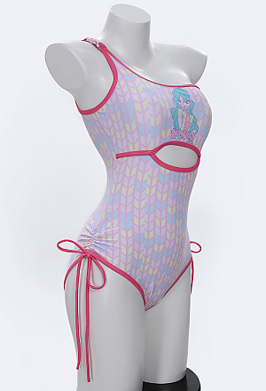 Officially Licensed Winx Club Bloom Costume Print Pink One-Shoulder Swimsuit