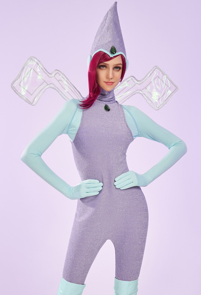 Officially Licensed Winx Club Tecna Cosplay Halloween Fairy Costume | Light Purple Bodysuit with Fairy Wings and Hat
