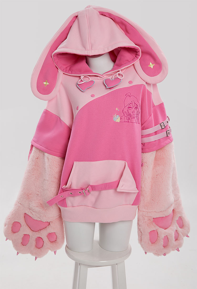 Winx Club Bloom Paw Hoodie Micotaku Hoodie Outfit Pink Plush Paw