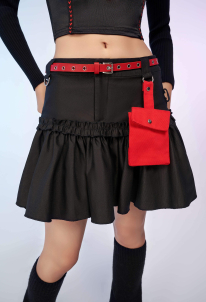 Micotaku Black and Red Casual Layered Skirt