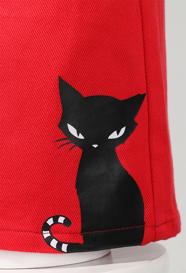 [Officially Licensed] Emily The Strange Micotaku Red A-line Skirt Women Cat NeeChee Printed Skirt