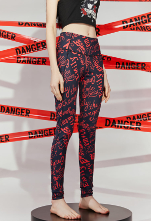 [Officially Licensed] Emily the Strange Micotaku Emily High Waist Leggings Stretchy Black Red Women 