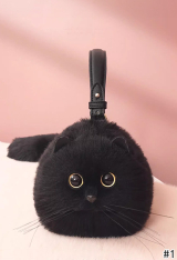 Multicolor Stylish Plush Cute Cat Bag Versatile Simulated Cat Shoulder Bag Small Size