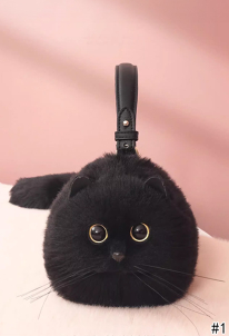 Multicolor Stylish Plush Cute Cat Bag Versatile Simulated Cat Shoulder Bag Small Size