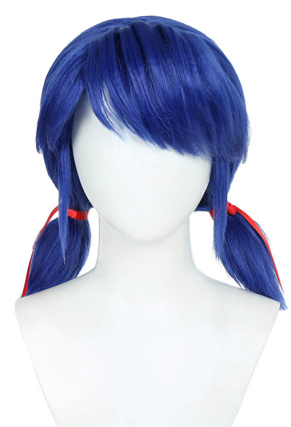 Officially Licensed Miraculous Ladybug Cosplay Wig | Blue Wig Short Pigtail Anime for Halloween Costume